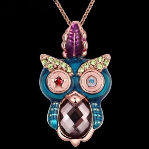 Owl Pendant Necklaces 18K Real Gold Plated Necklace For Women
